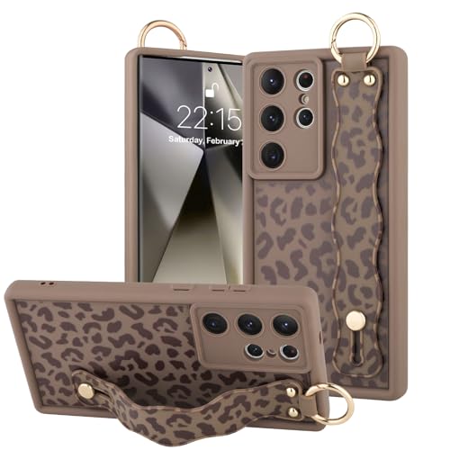 OOK Kompatibel mit Samsung Galaxy S24 Ultra Leopard Hülle mit Handschlaufe, Braun Leopard TPU Stoßfest Schutz Slim Cover mit Kameraschutz für Frauen Mädchen für 6,8 Zoll OOK Kompatibel mit Samsung Galaxy S24 Ultra Leopard Hülle mit Handschlaufe, Braun Leopard TPU Stoßfest Schutz Slim Cover mit Kameraschutz für Frauen Mädchen für 6,8 Zoll von OOK