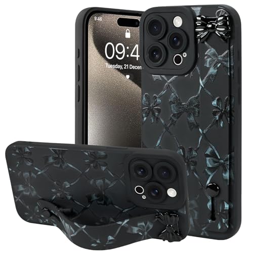 OOK Kompatibel mit iPhone 15 Pro Max Bow Case mit Handschlaufe, Niedliche Schwarze Schleife Kariert Silikon Stoßfest Schutz Slim TPU Cover mit Kameraschutz für Frauen Mädchen OOK Kompatibel mit iPhone 15 Pro Max Bow Case mit Handschlaufe, Niedliche Schwarze Schleife Kariert Silikon Stoßfest Schutz Slim TPU Cover mit Kameraschutz für Frauen Mädchen von OOK