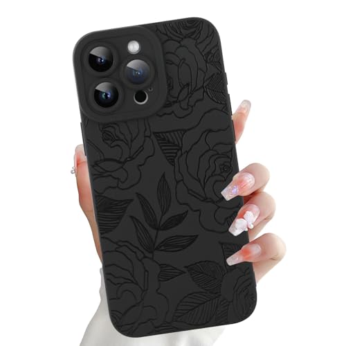 OOK Kompatibel mit iPhone 16 Pro Hülle, Silikon, schwarze Blumen, Blumen, Rose, niedliches Muster, TPU-Kameraschutz, weich, schlank, stoßfest, für Damen und Mädchen, schwarze Rose OOK Kompatibel mit iPhone 16 Pro Hülle, Silikon, schwarze Blumen, Blumen, Rose, niedliches Muster, TPU-Kameraschutz, weich, schlank, stoßfest, für Damen und Mädchen, schwarze Rose von OOK