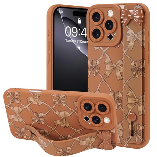 OOK Kompatibel mit iPhone 16 Pro Max Bow Case mit Handschlaufe, Niedliche Braune Schleife Kariert Silikon Stoßfest Schutz Slim TPU Cover mit Kameraschutz für Frauen Mädchen OOK Kompatibel mit iPhone 16 Pro Max Bow Case mit Handschlaufe, Niedliche Braune Schleife Kariert Silikon Stoßfest Schutz Slim TPU Cover mit Kameraschutz für Frauen Mädchen von OOK