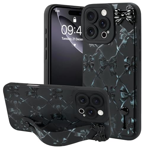 OOK Kompatibel mit iPhone 16 Pro Max Bow Case mit Handschlaufe, Niedliche Schwarze Schleife Kariert Silikon Stoßfest Schutz Slim TPU Cover mit Kameraschutz für Frauen Mädchen OOK Kompatibel mit iPhone 16 Pro Max Bow Case mit Handschlaufe, Niedliche Schwarze Schleife Kariert Silikon Stoßfest Schutz Slim TPU Cover mit Kameraschutz für Frauen Mädchen von OOK