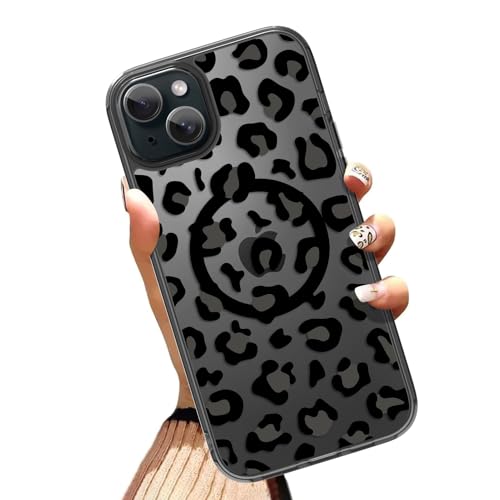 OOK Magnetische Hülle für iPhone 13 6,1 Zoll [Kompatibel mit MagSafe] Ganzkörperschutz Hülle mit Leopardenmuster Design, Anti-Kratzer, Stoßfeste Handyhülle für Damen Herren - Schwarz von OOK