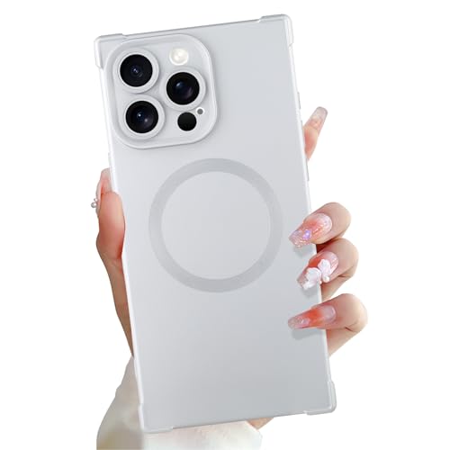 OOK Magnetische Hülle für iPhone 14 Pro Max 6,7 Zoll [Kabelloses Laden kompatibel] Weiche TPU Solide Handyhülle Anti-Kratzer Stoßfest Schutz Slim Case für Damen Herren - Silber von OOK