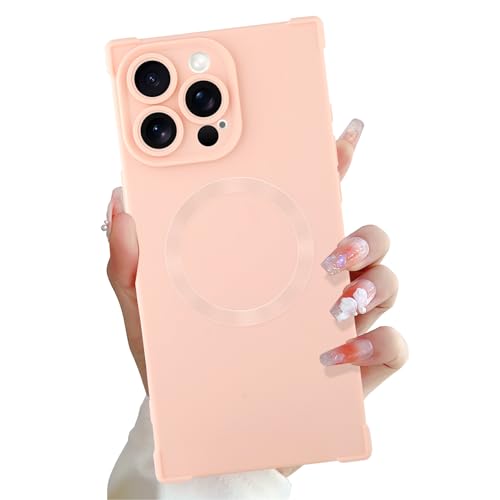 OOK Magnetische Hülle für iPhone 15 Pro Max 6,7 Zoll [Kabelloses Laden kompatibel] Weiche TPU Solide Rosa Handyhülle Anti-Kratzer Stoßfest Schutz Slim Case für Damen Herren - Rosa von OOK