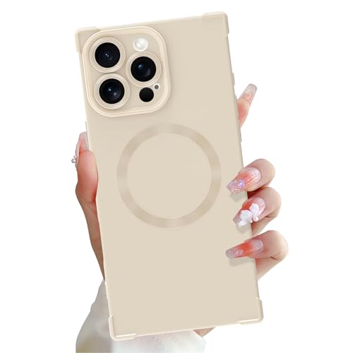 OOK Magnetische Hülle für iPhone 16 Pro Max 6,9 Zoll [Kabelloses Laden kompatibel] Weiche TPU Solide Handyhülle Anti-Kratzer Stoßfest Schutz Slim Case für Damen Herren - Beige von OOK