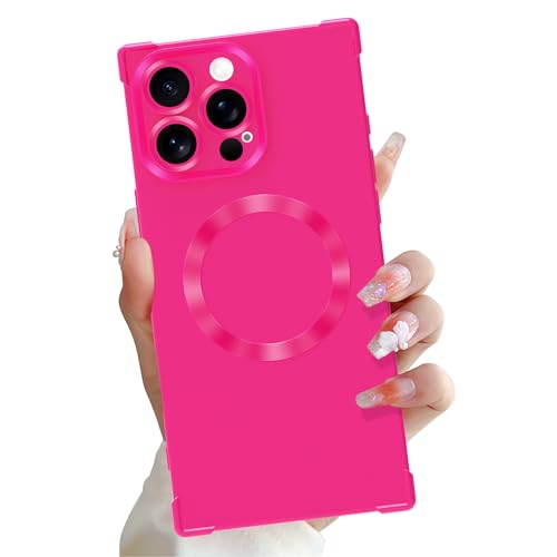 OOK Magnetische Hülle für iPhone 16 Pro Max 6,9 Zoll [Kabelloses Laden kompatibel] Weiche TPU Solide Handyhülle Anti-Kratzer Stoßfest Schutz Slim Case für Damen Herren - Hot Pink von OOK