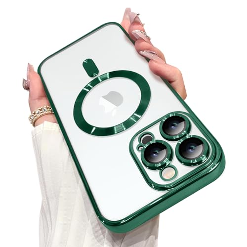 OOK Magnetische Hülle hergestellt für iPhone 16 Pro Max [Eingebauter Kameraobjektivschutz] [Kompatibel mit MagSafe] Weiches TPU Anti-Kratzer Stoßfest Schutzhülle Slim Clear Case für Damen Herren - von OOK