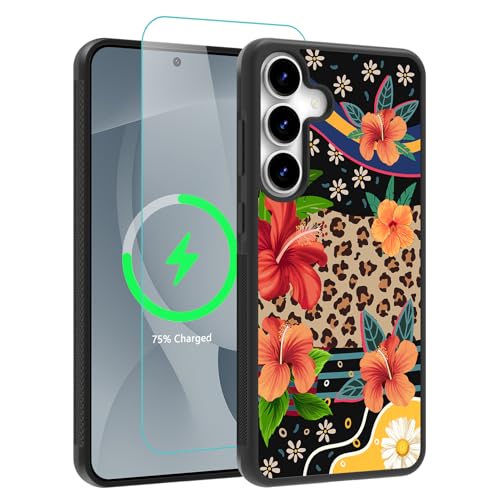 OOK Magnetische Schutzhülle für Samsung Galaxy S25, Leoparden- und Blumenmuster, kompatibel mit MagSafe, harter PC + weiches TPU, rutschfest, ultradünn, Braun OOK Magnetische Schutzhülle für Samsung Galaxy S25, Leoparden- und Blumenmuster, kompatibel mit MagSafe, harter PC + weiches TPU, rutschfest, ultradünn, Braun von OOK
