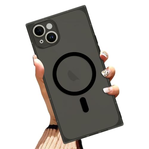 OOK Magnetische Schutzhülle für iPhone 15, 15,5 cm (6,1 Zoll), kompatibel mit kabellosem Laden, weiches TPU, transparent, vollständiger Schutz, schlank, für Damen und Herren, Schwarz von OOK