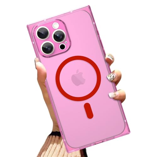OOK Magnetische Schutzhülle für iPhone 15 Pro 6,1 Zoll [kabelloses Laden kompatibel] Weiche TPU klare Handyhülle, Ganzkörperschutz, stoßfest, schlanke Hülle für Damen und Herren, Rosa von OOK