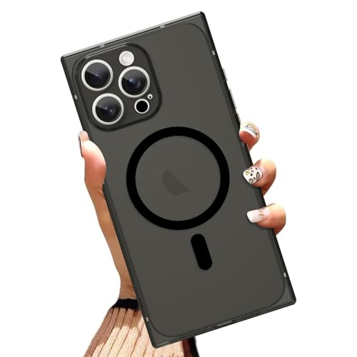 OOK Magnetische Schutzhülle für iPhone 15 Pro Max 6,7 Zoll [kabelloses Laden kompatibel] Weiche TPU klare Handyhülle, Ganzkörperschutz, stoßfest, schlanke Hülle für Damen und Herren, Schwarz von OOK