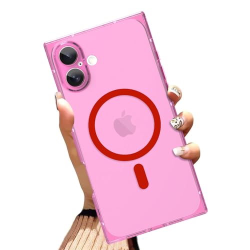 OOK Magnetische Schutzhülle für iPhone 16 Plus 6,7 Zoll [kabelloses Laden kompatibel] Weiche TPU klare Handyhülle, Ganzkörperschutz, stoßfest, schlanke Hülle für Damen und Herren, Rosa von OOK