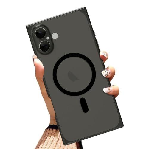OOK Magnetische Schutzhülle für iPhone 16 Plus 6,7 Zoll [kabelloses Laden kompatibel] Weiche TPU klare Handyhülle, Ganzkörperschutz, stoßfest, schlanke Hülle für Damen und Herren, Schwarz von OOK