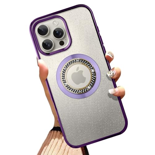 OOK Magnetische Schutzhülle für iPhone 16 Pro Max (6,9 Zoll) [Kompatibel mit MagSafe] Weiches TPU und hartes PC, Anti-Kratzer, Stoßfeste Schutzhülle, Glitzer, Klar Case für Damen und Herren, Lila von OOK