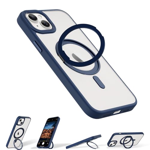 OOK Magnetischer Ständer für iPhone 13, 360 ° drehbar, passend für Magsafe, schlanke, durchscheinende, matte, stoßfeste Handyhülle in Militärqualität, mit drehbarem Ständer, Blau OOK Magnetischer Ständer für iPhone 13, 360 ° drehbar, passend für Magsafe, schlanke, durchscheinende, matte, stoßfeste Handyhülle in Militärqualität, mit drehbarem Ständer, Blau von OOK