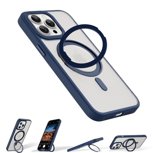 OOK Magnetischer Ständer für iPhone 14 Pro Max, 360 ° drehbar, passend für Magsafe, schlanke, durchscheinende, matte, stoßfeste Handyhülle in Militärqualität, mit drehbarem Ständer, Blau OOK Magnetischer Ständer für iPhone 14 Pro Max, 360 ° drehbar, passend für Magsafe, schlanke, durchscheinende, matte, stoßfeste Handyhülle in Militärqualität, mit drehbarem Ständer, Blau von OOK