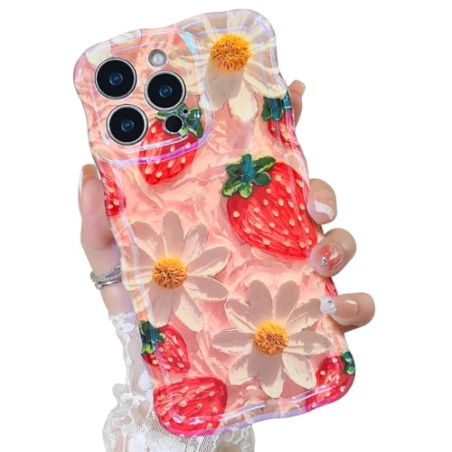 OOK Ölgemälde-Handyhülle für iPhone 16 Pro Max, Laserglänzend, niedliches Ölgemälde, Blumenmuster, lockige Wellen, Stoßfänger-Design, weiche Schutzhülle für Mädchen und Damen, Erdbeere OOK Ölgemälde-Handyhülle für iPhone 16 Pro Max, Laserglänzend, niedliches Ölgemälde, Blumenmuster, lockige Wellen, Stoßfänger-Design, weiche Schutzhülle für Mädchen und Damen, Erdbeere von OOK