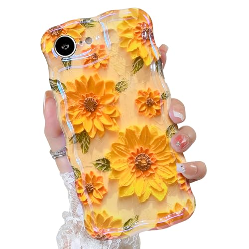 OOK Ölgemälde-Handyhülle für iPhone 16e, Laserdruck, glänzend, niedliches Ölgemälde, Blumenmuster, lockige Wellen, Stoßfänger-Design, weiche Schutzhülle für Mädchen und Frauen, gelbe Sonnenblume OOK Ölgemälde-Handyhülle für iPhone 16e, Laserdruck, glänzend, niedliches Ölgemälde, Blumenmuster, lockige Wellen, Stoßfänger-Design, weiche Schutzhülle für Mädchen und Frauen, gelbe Sonnenblume von OOK