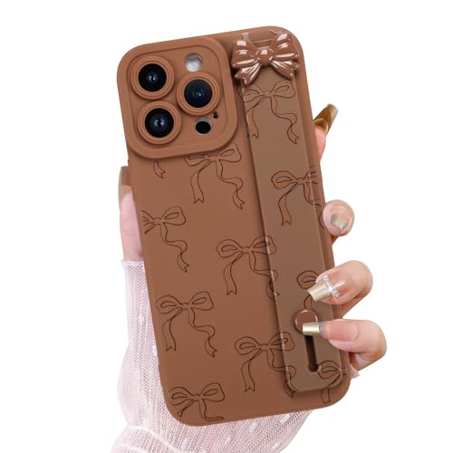 OOK Schutzhülle für iPhone 13 Pro Max mit Displayschutzfolie, niedliches Schleifen-Design mit verstellbarem Armband, Ständer, schmal, weiches TPU-Gummi, für Damen und Mädchen, Braun OOK Schutzhülle für iPhone 13 Pro Max mit Displayschutzfolie, niedliches Schleifen-Design mit verstellbarem Armband, Ständer, schmal, weiches TPU-Gummi, für Damen und Mädchen, Braun von OOK