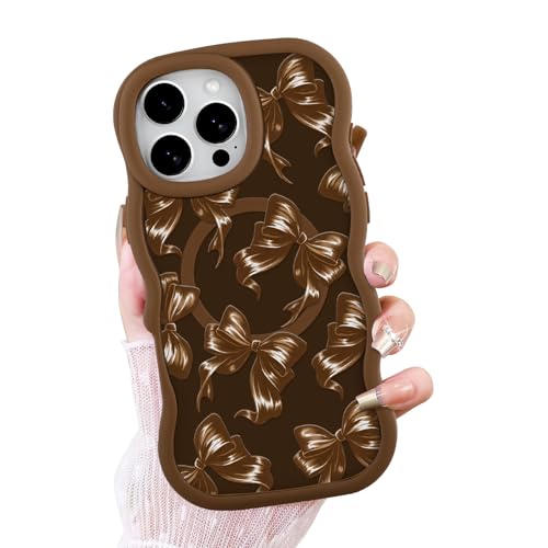 OOK Schutzhülle für iPhone 16 Pro Max, kompatibel mit MagSafe, niedlicher Schleifendruck, lockiges Wellenrahmen-Design, mattiert, stoßfest, für Damen und Mädchen, magnetische Handyhülle, Braun OOK Schutzhülle für iPhone 16 Pro Max, kompatibel mit MagSafe, niedlicher Schleifendruck, lockiges Wellenrahmen-Design, mattiert, stoßfest, für Damen und Mädchen, magnetische Handyhülle, Braun von OOK