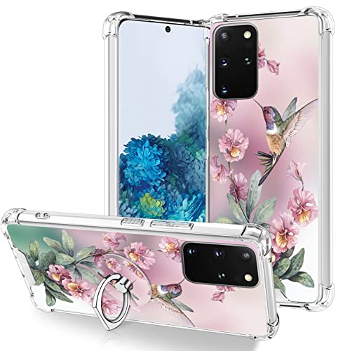OOK Transparente Hülle, kompatibel mit Samsung Galaxy S20 Plus, rosa Kolibri, flexibles TPU, stoßfest, kratzfest, transparente Schutzhülle für Galaxy S20 Plus, mit Ringständer von OOK