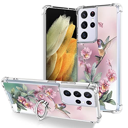 OOK Transparente Schutzhülle, kompatibel mit Samsung Galaxy S21 Ultra 5G, rosa Kolibri-Muster, flexibles TPU, stoßfest, kratzfest, transparent, mit Ringständer OOK Transparente Schutzhülle, kompatibel mit Samsung Galaxy S21 Ultra 5G, rosa Kolibri-Muster, flexibles TPU, stoßfest, kratzfest, transparent, mit Ringständer von OOK