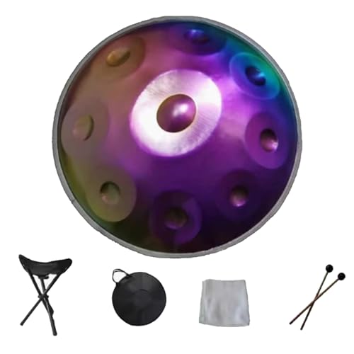 Handpan Drum Edelstahl, Handpan-Drum-Instrument In D-Moll 432 Hz/440 Hz, 22 Zoll 9/10-Noten-Schlaginstrument, Für Professionelle Auftritte, Musik-Pan-Instrument Für Erwachsene(440Hz,9 notes) von OOPDNEGAK