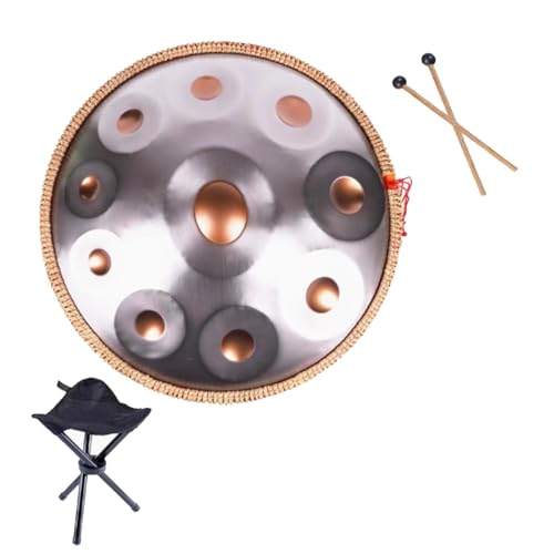 Handpan-Zungentrommel - Handpan Steel Drum, 432 Hz/440 Hz, D-Moll-Schlaginstrument, Für Die Musikausbildung, Versammlungsaufführungen(Gold -432Hz,10 notes) von OOPDNEGAK