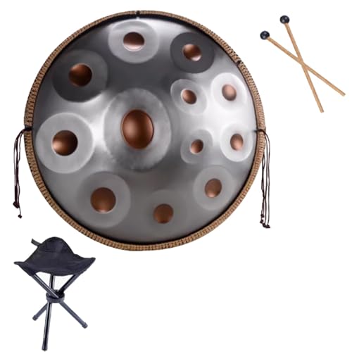 Handpan-Zungentrommel - Handpan Steel Drum, 432 Hz/440 Hz, D-Moll-Schlaginstrument, Für Die Musikausbildung, Versammlungsaufführungen(Gold -432Hz,12 notes) von OOPDNEGAK