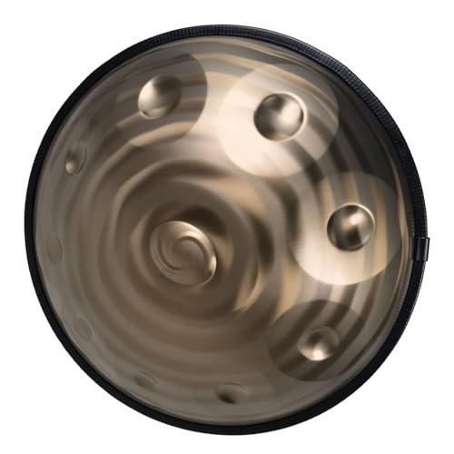 Handtrommel, Handpan-Drum-Instrument, Steel Drum Schlaginstrumente 432HZ/440HZ Handpan-Trommel Meditation 9/10/12 Noten 22 Zoll Steel Tongue Drum Percussion Instrument D-Moll(Gold-440Hz,9 notes) von OOPDNEGAK