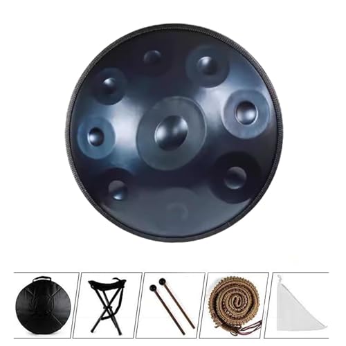 Handtrommel - Handpan-Drum-Instrument, Steel Tongue Drum Percussion Drum Instrument, 18 Zoll G-Moll 9-Ton, 440 Hz Handpan-Trommeln for Erwachsene, for Musikunterricht Versammlungsaufführungen(Blue) von OOPDNEGAK