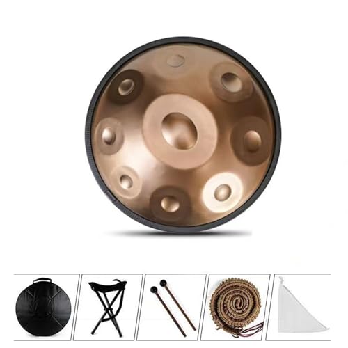 Handtrommel - Handpan-Drum-Instrument, Steel Tongue Drum Percussion Drum Instrument, 18 Zoll G-Moll 9-Ton, 440 Hz Handpan-Trommeln for Erwachsene, for Musikunterricht Versammlungsaufführungen(Golden C von OOPDNEGAK