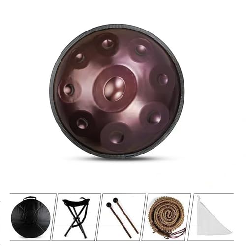 Handtrommel - Handpan-Drum-Instrument, Steel Tongue Drum Percussion Drum Instrument, 18 Zoll G-Moll 9-Ton, 440 Hz Handpan-Trommeln for Erwachsene, for Musikunterricht Versammlungsaufführungen(Purple) von OOPDNEGAK