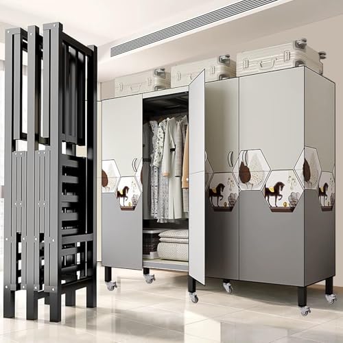 Mobiler Wäscheständer Aus Metall - Robuster Tragbarer Kleiderschrank Mit Magnetischer Tür, 2000 Pfund Schwerer, Faltbarer Kleiderständer Zum Aufhängen Von Kleidung, Großer, Abgedeckter Kleiderständer( Mobiler Wäscheständer Aus Metall - Robuster Tragbarer Kleiderschrank Mit Magnetischer Tür, 2000 Pfund Schwerer, Faltbarer Kleiderständer Zum Aufhängen Von Kleidung, Großer, Abgedeckter Kleiderständer( von OOPDNEGAK