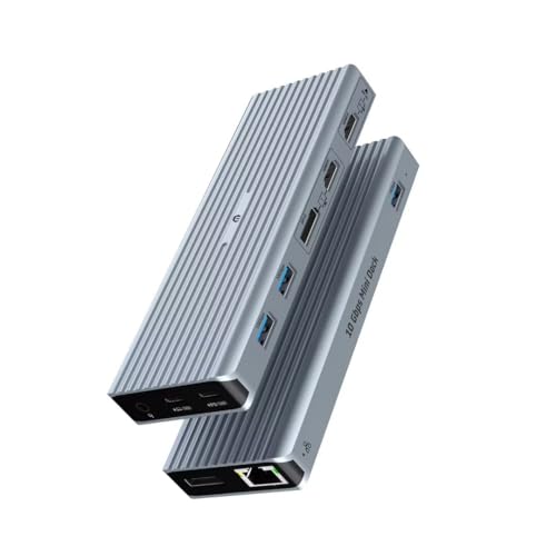 OOTDAY Docking Station USB C Mit Netzteil, 11 in 1 USB C HUB mit Zwei 4K@60Hz Videoausgängen, 2xHDMI, 100W PD, Gigabit Ethernet und Audio, Zwei Monitoren, 3xUSB 3.1 10 Gbit/s von OOTDAY