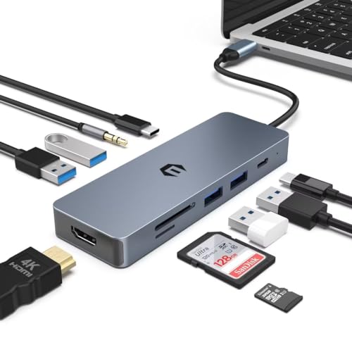 OOTDAY USB C Hub, 10 in 1 USB C Multiport für MacBook Pro/Air, Chromebook, Thinkpad, Laptop und mehr Type C Geräte, Multiport Adapter USB C mit 4K HDMI Ausgang, TF Kartenleser OOTDAY USB C Hub, 10 in 1 USB C Multiport für MacBook Pro/Air, Chromebook, Thinkpad, Laptop und mehr Type C Geräte, Multiport Adapter USB C mit 4K HDMI Ausgang, TF Kartenleser von OOTDAY