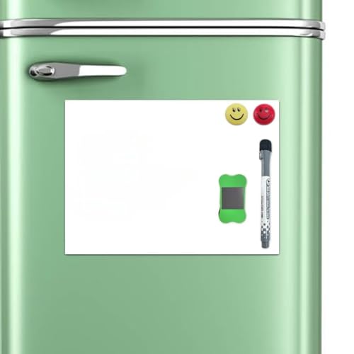 White Board Trockenerase, Magnetplattenblech 12x8 ", flexibler Magnetkühlschrank Whiteboard für Heimküchen -Memo -Lebensmittelliste, 1 Markierungen, 2 Magnetknopf und Radiergummi mit Magneten von OOTDAY