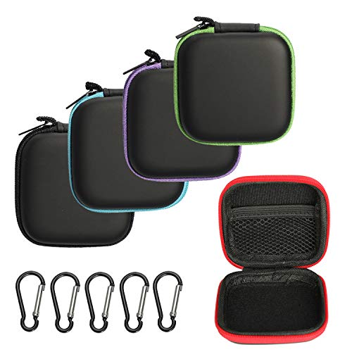 OOTSR 5 Stück Ohrhörer Tasche, Eva Mini Hardcase Aufbewahrungsbox für Kopfhörer/Ohrhörer/Bluetooth Headset/U Disk/kleine Objekte, mit Karabinern von OOTSR