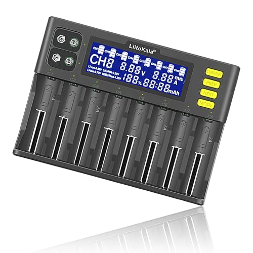 OPAHUTER LiitoKala LII-S8 18650 8-Slot-LCD-Display Schnellladegerät, intelligentes Universalladegerät für Li-Ionen-LiFePO4-Ni-MH-Ni-Cd-9-V-21700-20700-26650-18350-18650-RCR123-18700-Akkus AA OPAHUTER LiitoKala LII-S8 18650 8-Slot-LCD-Display Schnellladegerät, intelligentes Universalladegerät für Li-Ionen-LiFePO4-Ni-MH-Ni-Cd-9-V-21700-20700-26650-18350-18650-RCR123-18700-Akkus AA von OPAHUTER