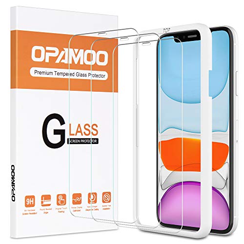 OPAMOO [3 Stück Schutzfolie Kompatibel mit iPhone 11 / iPhone XR-6,1 Zoll, Schutzfolie mit Positionierhilfe Blasenfrei Anti-Kratzen 9H Härte HD Klar Displayschutzfolie für iPhone 11 / iPhone XR von OPAMOO