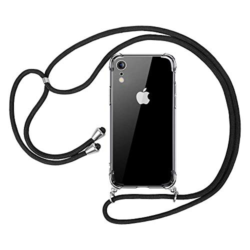 OPAMOO Handykette iPhone XR, iPhone XR Handyhülle mit Kordel Necklace Schnur Stoßfest Fallschutz Bumper Silikon Schutzhülle mit Band Anti-Scratch Umhängen Necklace Hülle für iPhone XR Case mit Schnur von OPAMOO