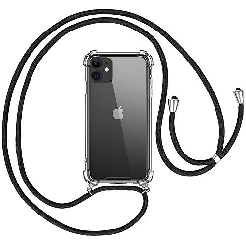 opamoo Handykette Hülle für iPhone 11 Silikon Handyhülle mit Band Reißfest Necklace Hülle mit Kordel iPhone 11 Handykette, Schnur mit Case zum umhängen für iPhone 11 Transparent Schutzhülle 6,1" von OPAMOO