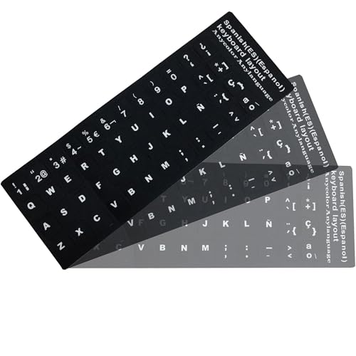 Ersatz-Aufkleber für spanische Tastatur, professionelles Vinyl mit weißen Buchstaben, geeignet für jede Standard-Tastatur von Laptop, Notebook oder Laptop, 3 Stück von OPAX51