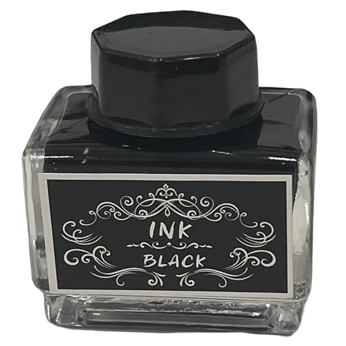 Tintenfass für Füllfederhalter, 15 ml, schwarze Tinte in Vintage-Glasdose 51CH002 von OPAX51