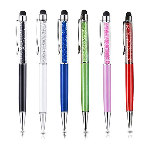 6 Stück Stylus Pen für Touchscreens schwarze Tinte, Kugelschreiber zum Schreiben, 2-in-1 Kristall-Universal-Eingabestift für iPhone, iPad, Tablets und alle Touchscreen-Geräte von OPENDGO