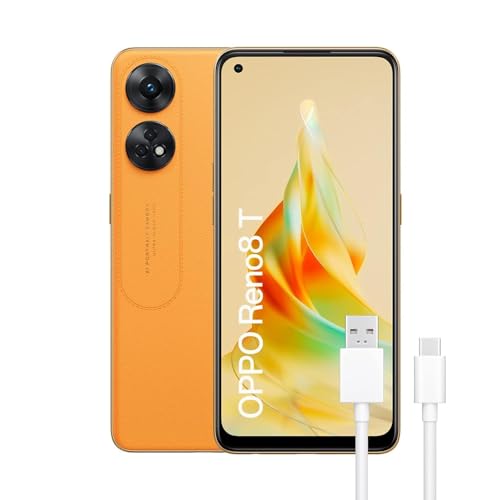 OPPO Reno8T Smartphone, 8 GB + 128 GB, Kamera, 100 MP + 2 MP, Mikroskop-Kamera, Android, Akku 5000 mAh, Schnellladung 33 W, Orange von OPPO