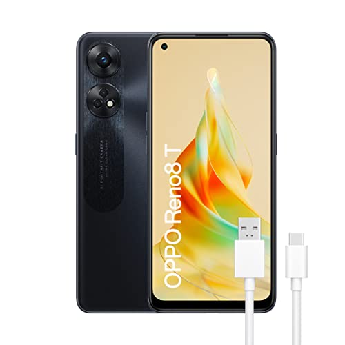 OPPO Reno8T Smartphone, 8 GB + 128 GB, Kamera mit 100 MP + 2 MP, Mikroskop-Kamera, Android, Akku 5000 mAh, Schnellladung 33 W, Schwarz von OPPO