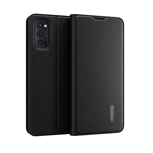 OPPO Schutzhülle Reno4 Wallet Case Flip PU Leder und TPU Schutzhülle mit Halterungsfunktion Doppel Kartenfächer Stoßfest Case - Schwarz von OPPO