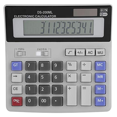 Taschenrechner Desktop, 12 -stellig -Solar -Taschenrechner LCD -Bildschirm Basic Calculator Office -Taschenrechner mit Einer Langen Akkulaufzeit für die Berechnung der Basis von OPPWONG