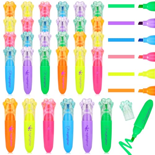 OPPZZIT Gastgeschenk Kindergeburtstag: 30 Stück Katzenkrallen Textmarker Set als Mitgebsel Kindergeburtstag 6 7 8 9 10 Jahre Mini Textmarker Set, Geeignet für Kindergeburtstag Party von OPPZZIT